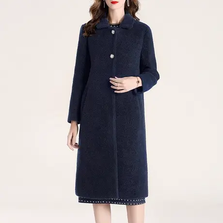 【1件7.9折】冬季新品中长款过膝百搭外套女时尚金貂绒保暖大衣图片