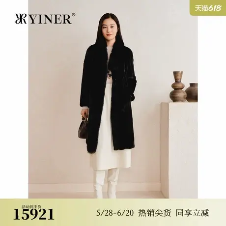 YINER音儿专选2025春季新款轻柔水貂毛皮长款绒感真皮皮草图片