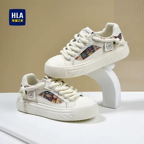 HLA/海澜之家男鞋新款夏季潮流拼接增高百搭板鞋男时尚厚底休闲鞋商品大图