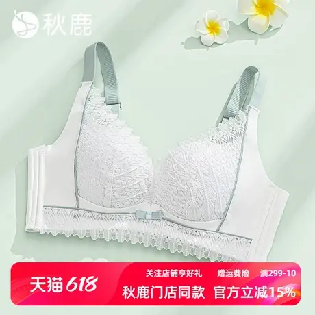 秋鹿内衣女性感蕾丝花边胸大显小收副乳聚拢上托防下垂无钢圈文胸商品大图