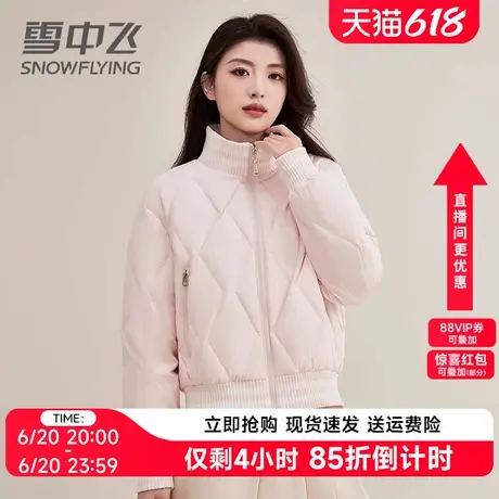 雪中飞轻薄羽绒服女短款2024冬季新款拼接撞色时尚立领小个子外套商品大图
