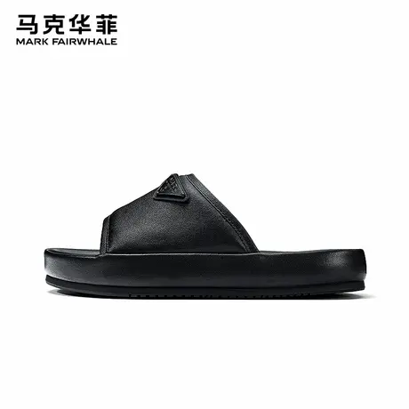 马克华菲外穿拖鞋男2024新款夏季真皮凉拖户外防滑防臭增高一字拖商品大图
