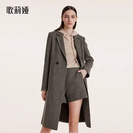 歌莉娅冬季新品高级感水洗羊毛西装领大衣长款外套女1BDC6M410图片