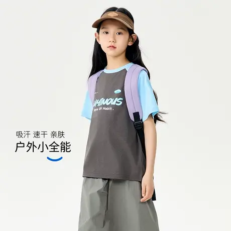 回力短袖T恤女童户外吸湿速干衣2025大童夏季半袖运动透气上衣PL图片