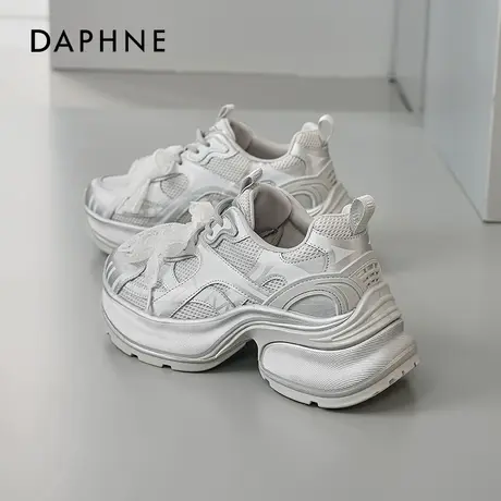 达芙妮银色厚底老爹鞋女款2025新款夏季透气不闷脚女鞋软底休闲鞋图片