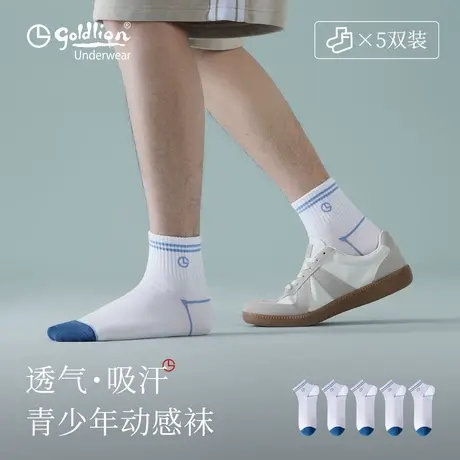 【限时买5赠5】金利来青少年袜子男款夏季薄款透气抗菌篮球运动袜商品大图