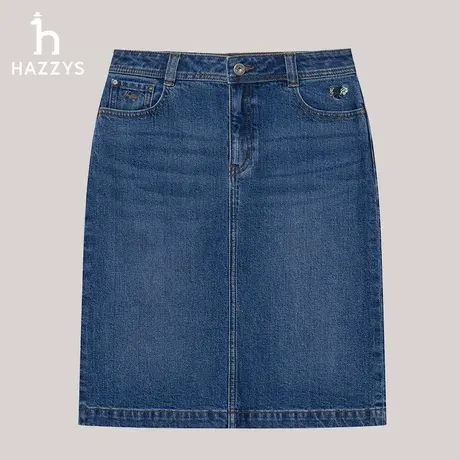 Hazzys哈吉斯牛仔裙女士秋季通勤半身裙时尚舒适休闲气质潮流短裙商品大图
