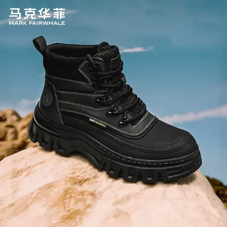 马克华菲马丁靴男士2025新款秋季厚底工装靴耐磨户外短靴黑色男靴商品大图
