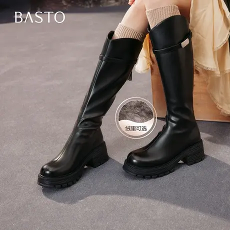 【好物体验专享】百思图2025冬商场新款骑士靴女棕色长靴BV235DG5商品大图
