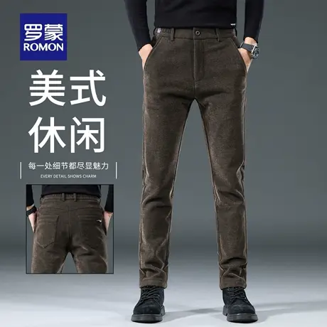罗蒙秋冬厚款商务毛呢休闲裤男士潮流直筒西裤雪尼尔长裤子男N1Z商品大图