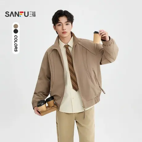 三福2025冬季男士分割结构羽绒服 微落立领保暖外套505364商品大图