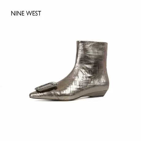 奥莱专供Nine West/玖熙粗跟切尔西女靴水钻尖头短靴巨好看的靴子图片
