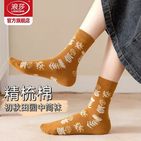 浪莎袜子女秋冬款2025新款中筒袜田园风可爱长筒袜吸汗透气女袜MT商品大图