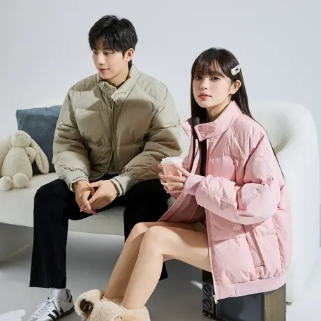 唐狮冬季新款情侣羽绒服立领短款面包服青少年潮流学生厚外套TD商品大图