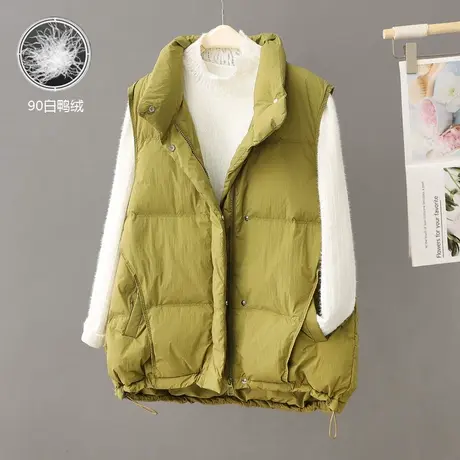 2023秋冬季韩版立领羽绒服马甲女百搭时尚洋气白鸭绒马甲外套坎肩图片