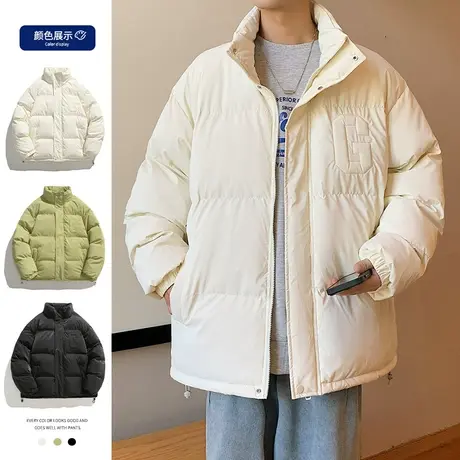 棉服男冬季美式宽松重磅休闲棉衣ins厚款保暖拉链开衫情侣棉袄子商品大图
