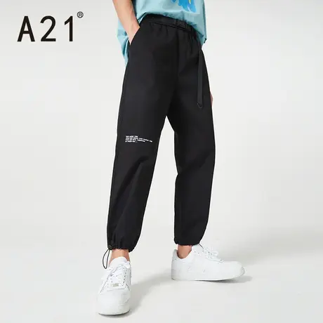 A21outlets夏季男装束脚九分裤子男士印花潮牌休闲裤时尚港风男裤商品大图