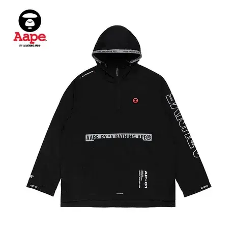 Aape男装春夏猿颜徽章字母印花串标连帽薄款风衣7214XXA图片