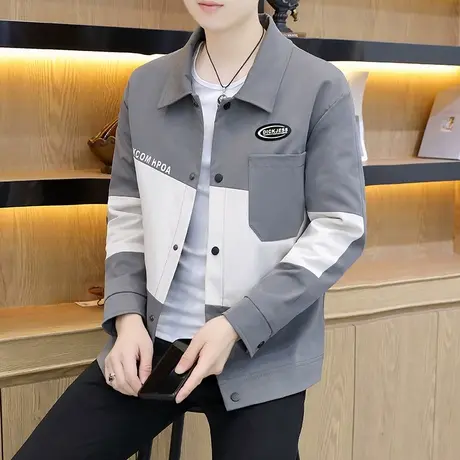 痞帅男士高端外套春秋潮牌2023新款春装工装夹克潮流网红休闲男装商品大图