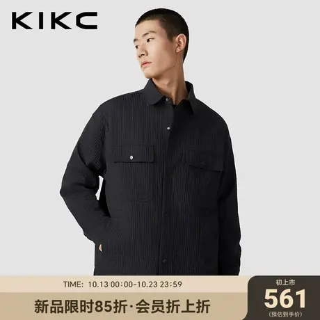 kikc夹克男2023秋冬新款商场同款华夫格宽松休闲纯色衬衫式外套图片
