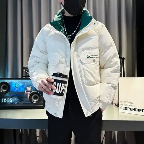 男士冬季外套口袋棉服潮牌痞帅工装棉衣2023新款休闲冬装短款棉袄图片