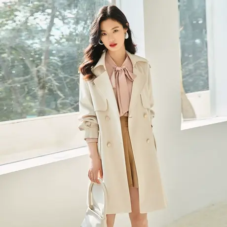 时尚气质长款风衣外套2022年春季新款女士休闲百搭收腰显瘦上衣图片