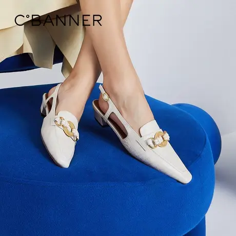 千百度女鞋夏季新款时装凉鞋优雅法式低跟凉鞋通勤鞋约会鞋绝美商品大图