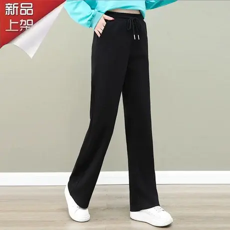 恋上17号阔腿裤女春秋2023新款运动裤中年妈妈女裤直筒裤休闲裤子图片