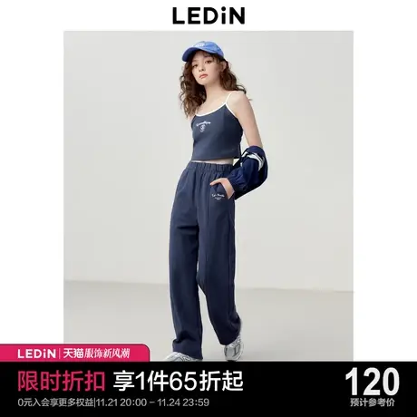 乐町运动简约休闲裤女2023年春夏新款甜系卫裤女宽松设计感运动裤商品大图