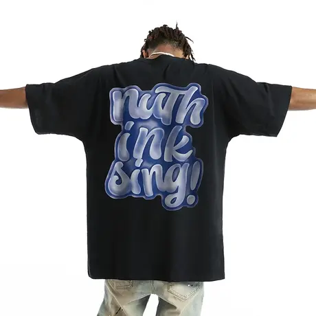 Nuthink加肥加大国潮涂鸦重磅美式t恤短袖夏季男款潮大码潮牌半袖商品大图