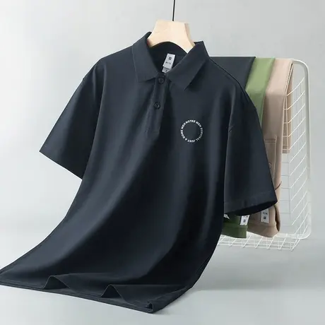 短袖t恤男装翻领保罗polo衫冰丝凉感有领上衣服商务休闲印花半袖商品大图