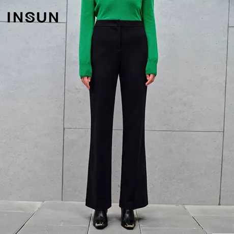 INSUN恩裳线上专选冬季弹力休闲裤高腰喇叭裤图片