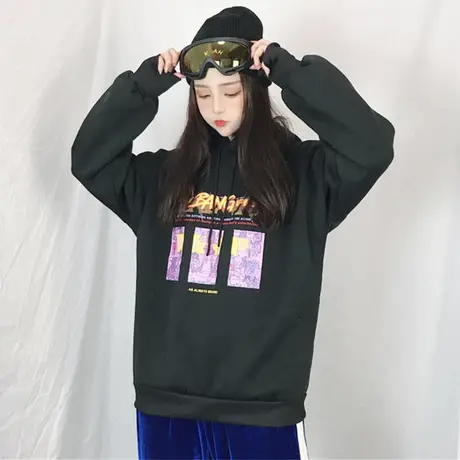 pp home卫衣女连帽早秋怪味少女上衣韩版宽松加绒ins超火的外套潮商品大图