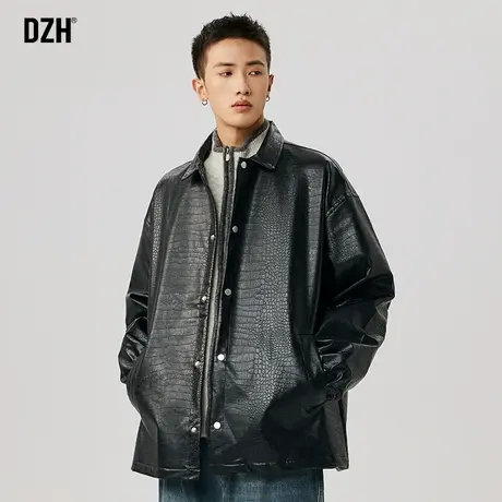 男士黑色PU皮衣男秋春季外套男款2024新款美式潮牌复古工装夹克商品大图