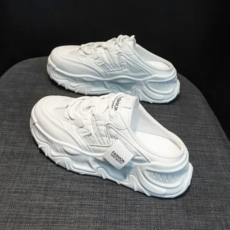 包头半拖鞋女夏外穿2023新款百搭厚底松糕休闲学生无后跟老爹鞋潮商品大图