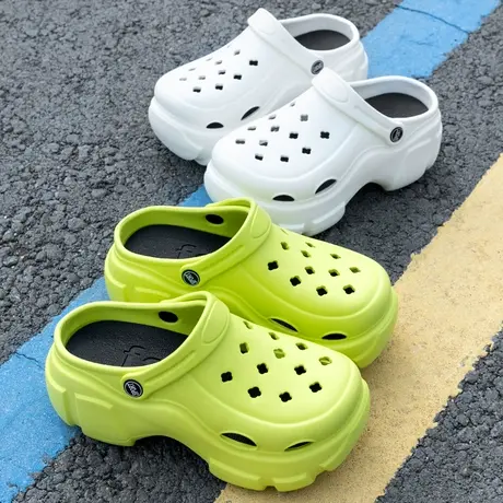 洞洞鞋女2024年新款夏季时尚外穿厚底高跟防滑沙滩包头两穿凉拖鞋商品大图