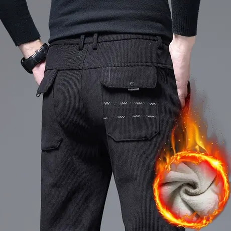 秋冬季加绒加厚男士休闲长裤男装2023新款男裤子防风抗寒加棉冬裤图片