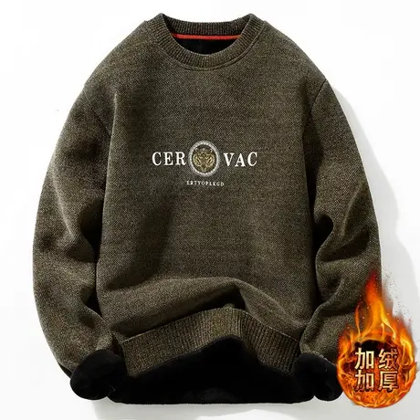 男士毛衣冬季加绒加厚毛线衣潮流修身雪尼尔高初中学生打底针织衫商品大图