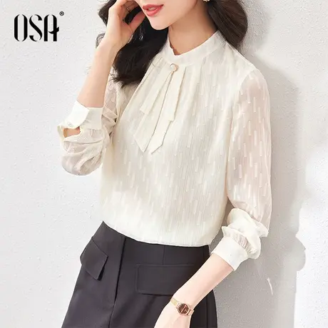 OSA欧莎春装2023年新款遮肚显瘦长袖雪纺衫女百搭小衫女洋气上衣商品大图