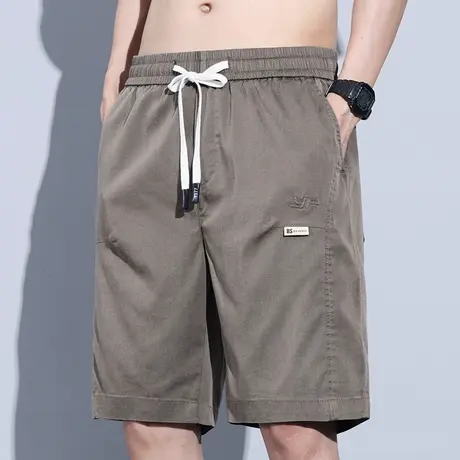 夏季五分咖色短裤男士外穿夏款大裤头冰丝休闲中裤子薄款工装半裤商品大图