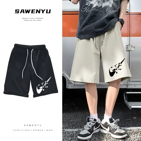 断钩设计感休闲运动短裤男夏季薄款冰丝速干篮球健身宽松五分裤子商品大图