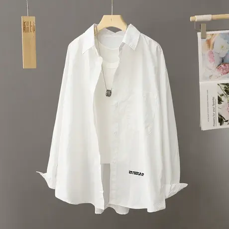 糖果色休闲白色衬衫女外套春季2024年新款宽松慵懒风衬衣长袖上衣商品大图