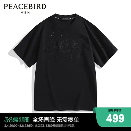 【商场同款】太平鸟男装 休闲T恤24夏新款立体刺绣T恤 B1CNE2106商品大图
