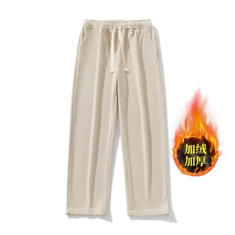 加绒加厚垂感卫裤宽松灯芯绒直筒裤秋冬季潮牌ins运动休闲裤子男商品大图