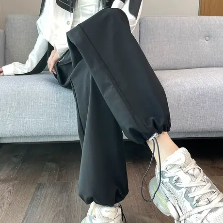 美式工装裤女春秋2024新款宽松阔腿登山速干两穿休闲束脚运动裤子图片