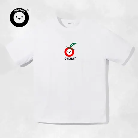 Ohlyah设计师原创卡通品牌简约苹果圆圈印花短袖t恤女夏季情侣装图片