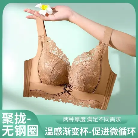 浪莎内衣蝴蝶结显瘦透气文胸无钢圈防下垂小胸聚拢蕾丝调整型胸罩图片