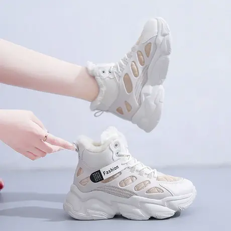 雪地靴女2024年新款内增高ins潮加绒休闲鞋加厚老爹鞋冬女鞋棉鞋商品大图