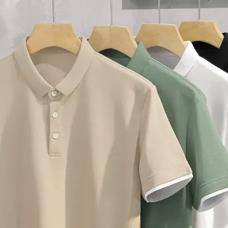夏季冰丝短袖polo衫假两件翻领t恤男保罗上衣服凉感有领半袖体恤商品大图