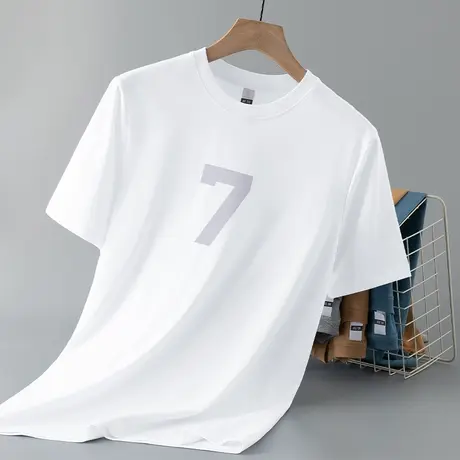 重磅纯棉短袖t恤男夏季宽松美式潮流印花上衣服全棉半袖圆领体恤商品大图